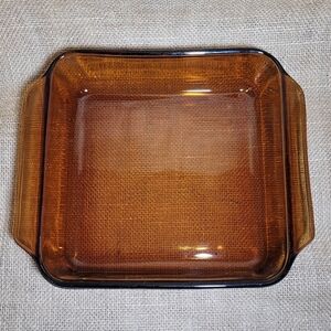 Vintage Anchor‎ Hocking Amber Brown Glass 8" 1.5 Qt Square Baking Dish Casserole